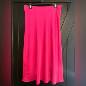 J Crew Vibrant Fuschia Satin Midi Skirt - SZ M